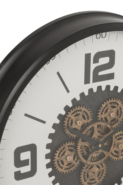 Clock Hollow Gears MDF Black/White Large