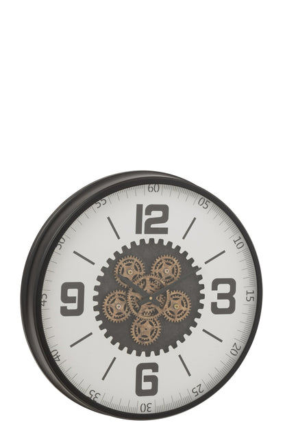 Clock Hollow Gears MDF Black/White Large