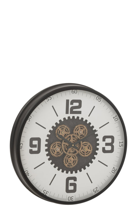 Clock Hollow Gears MDF Black/White Large
