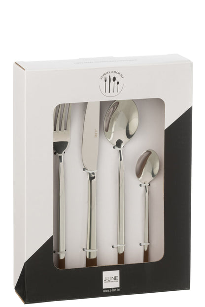 Cutlery box B 24 pieces stainless steel shiny silver