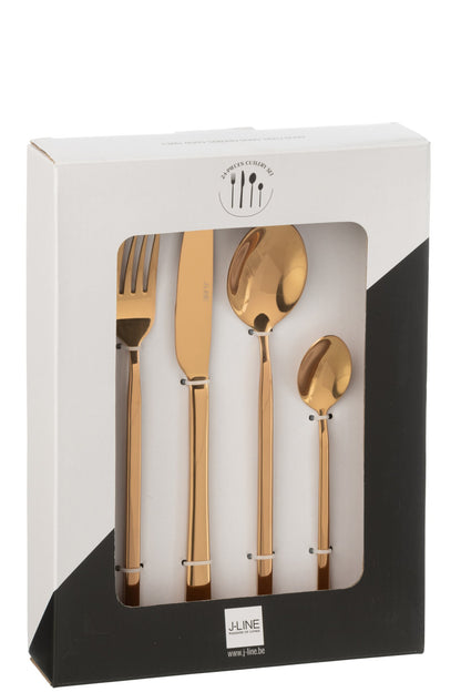 Boîte de couverts B 24 pièces acier inoxydable cuivre brillant