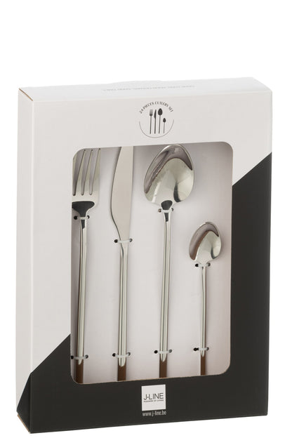 Cutlery box C 24 pieces stainless steel shiny silver