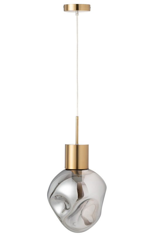 Hanglamp goud metaal/glas grijs