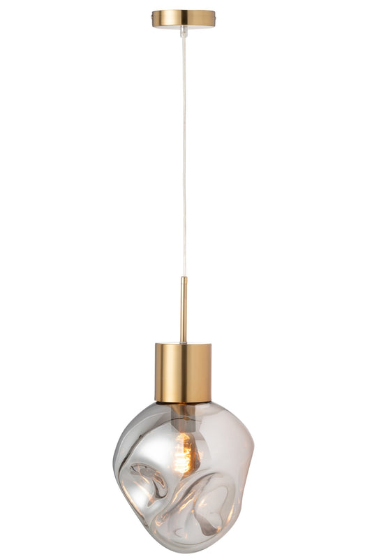 Hanglamp goud metaal/glas grijs