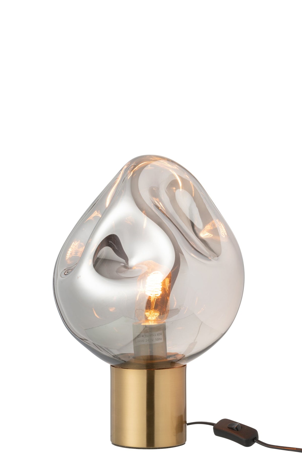 Table lamp gold metal/glass grey