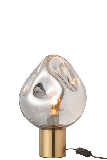 Table lamp gold metal/glass grey