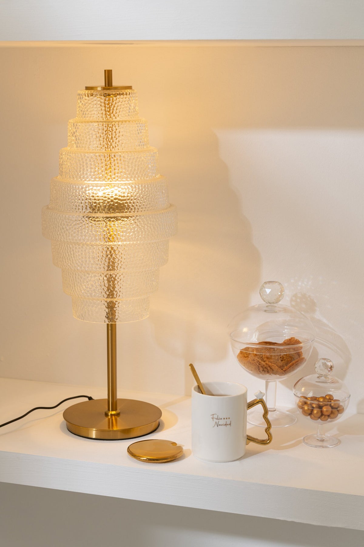 Table lamp led gold metal/glass transparent