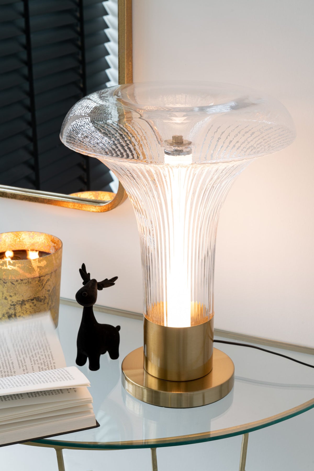 Table lamp led gold metal/glass transparent