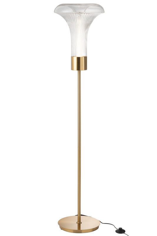 Floor lamp led gold metal/glass transparent