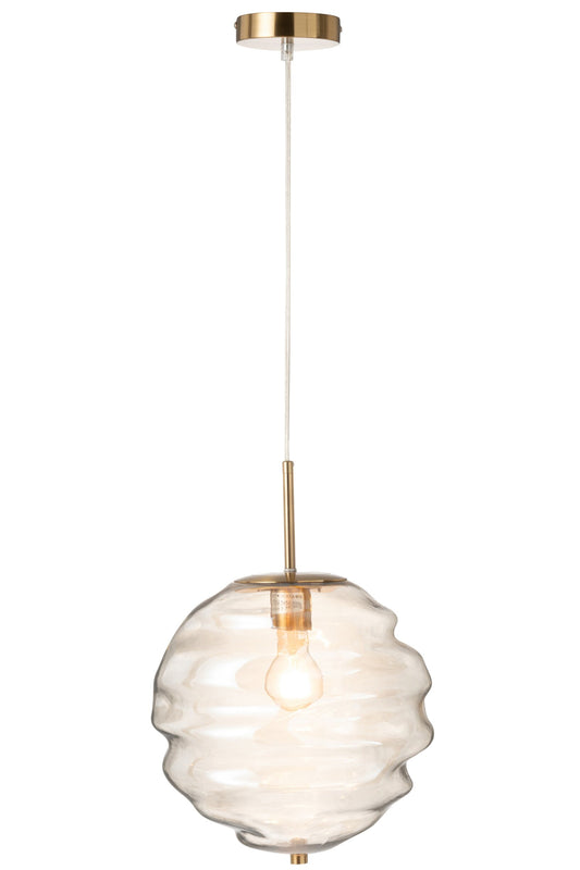 Hanglamp honingraat glas lichtcognac