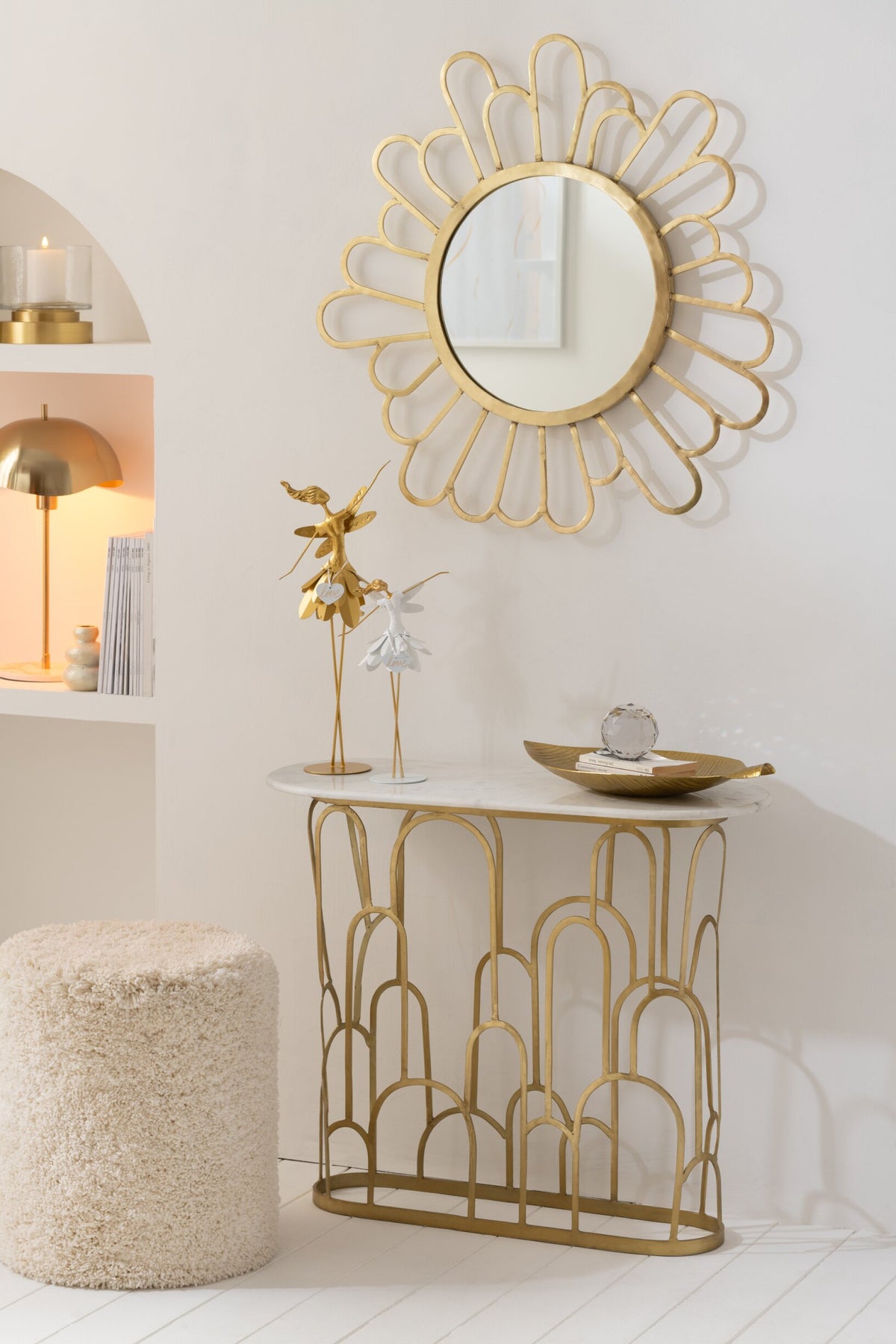 Table lamp metal/marble gold
