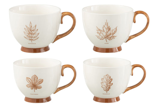 Set van 2 jumbo mok blad vensterdoos keramiek bruin assortiment van 2