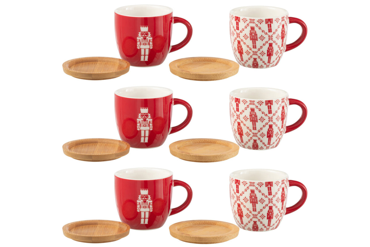 Lot de 6 tasses à café + soucoupes en bambou, casse-noix, jardinière en céramique rouge