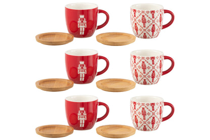 Lot de 6 tasses à café + soucoupes en bambou, casse-noix, jardinière en céramique rouge