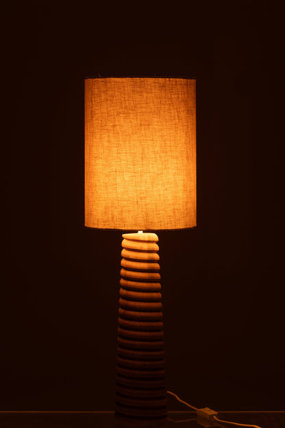 Table lamp with cord, natural/grey ailanthus wood