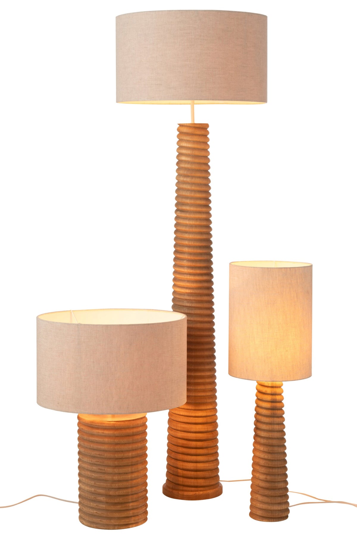 Lampe de table fil large bois d'ailanthus naturel/gris