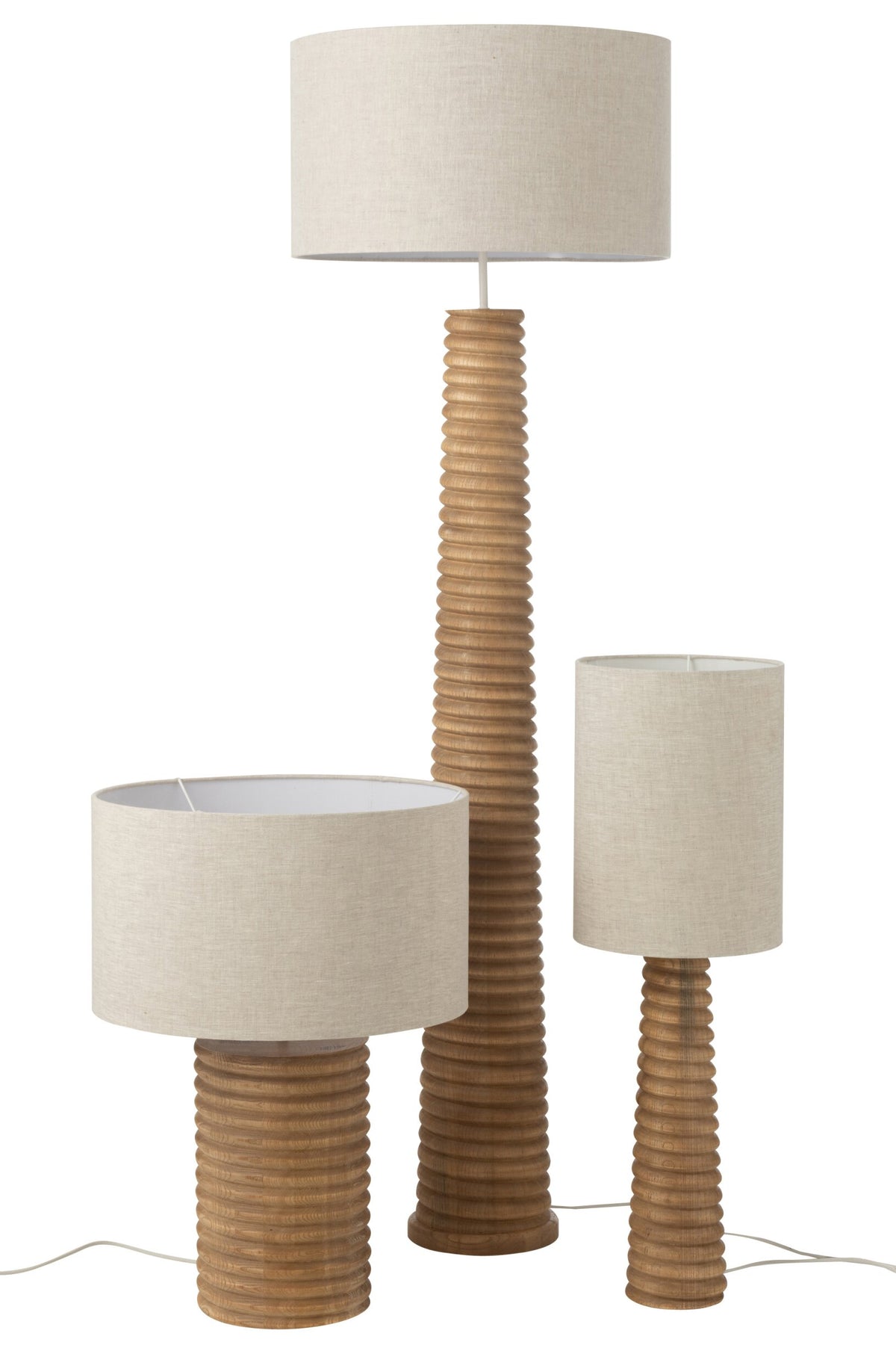 Lampe de table fil large bois d'ailanthus naturel/gris