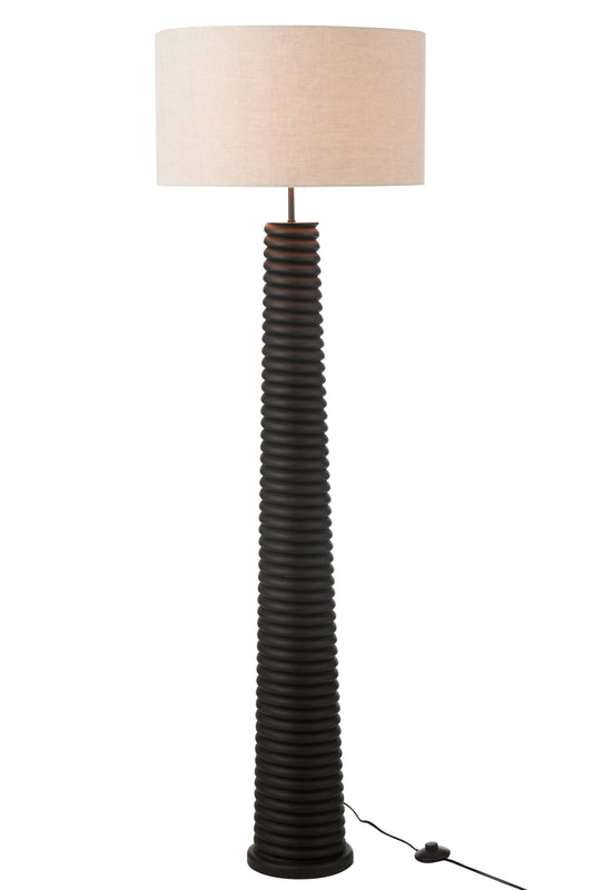 Floor lamp with cord, ailanthus wood, black/grey