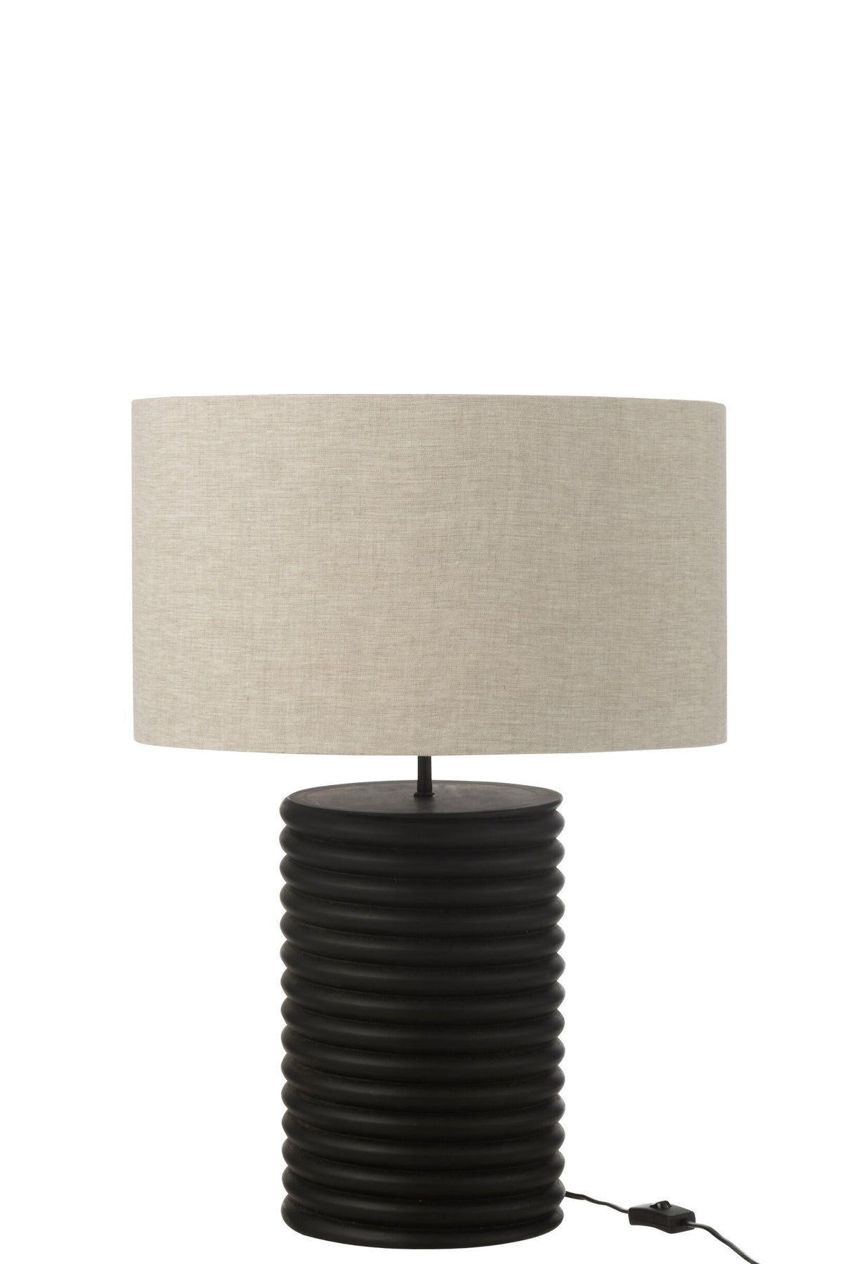 Table lamp wide corded ailanthus wood black/grey