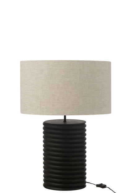 Table lamp wide corded ailanthus wood black/grey