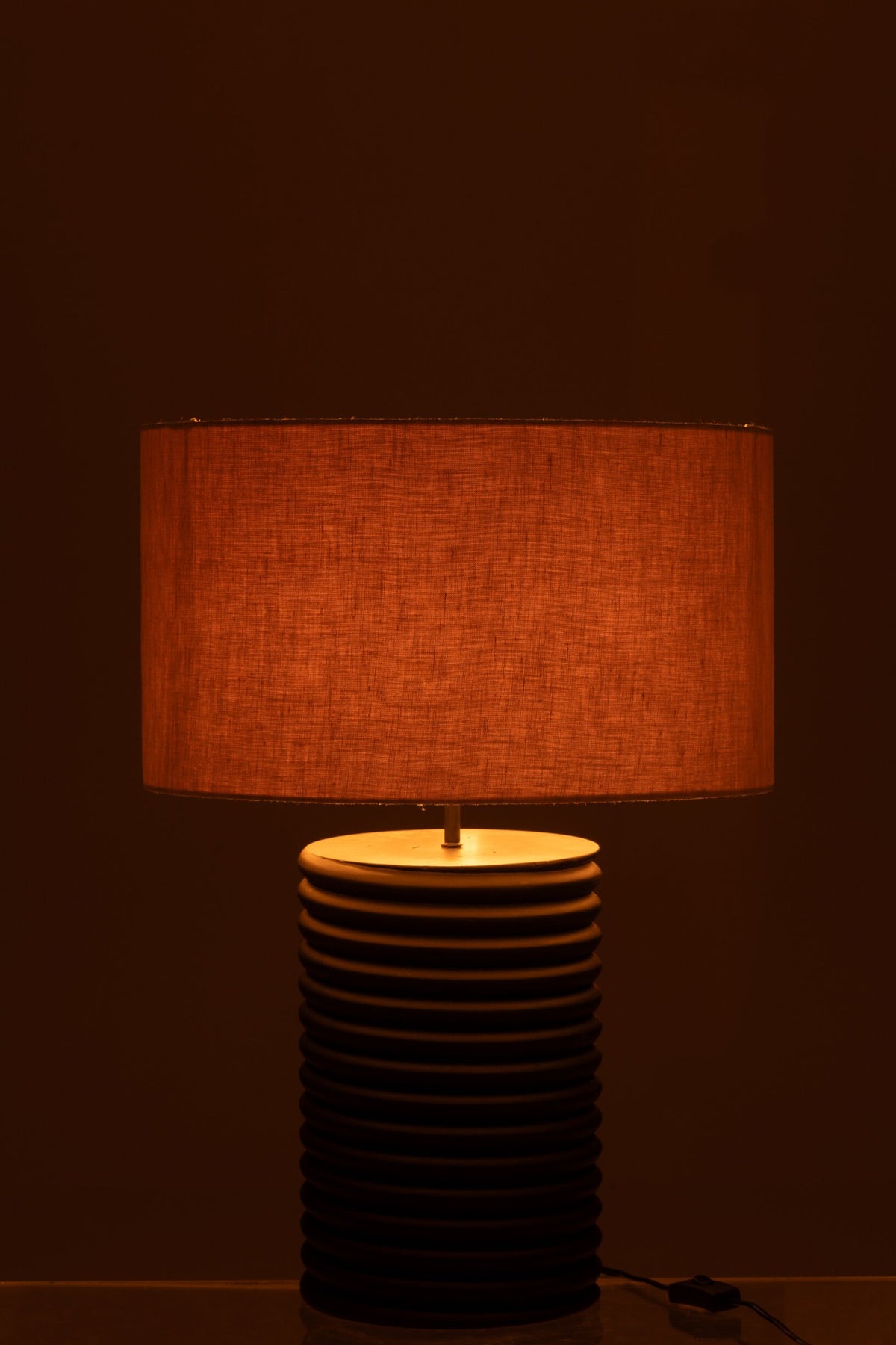 Table lamp wide corded ailanthus wood black/grey