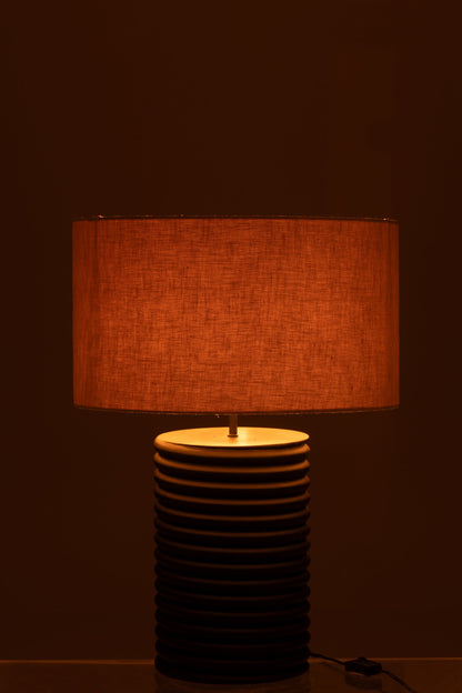 Table lamp wide corded ailanthus wood black/grey
