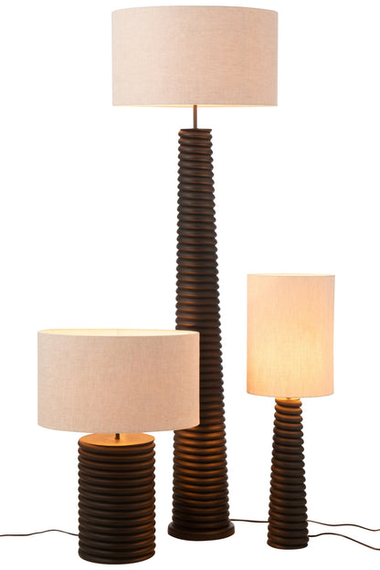 Table lamp wide corded ailanthus wood black/grey