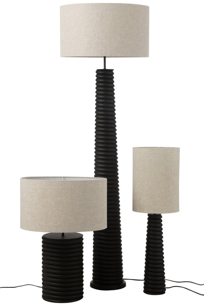 Table lamp wide corded ailanthus wood black/grey