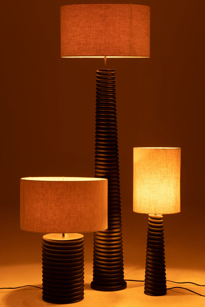 Table lamp wide corded ailanthus wood black/grey