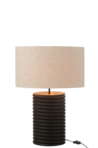 Table lamp wide corded ailanthus wood black/grey