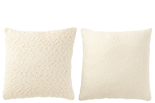 Cushion Square Loose/Tight Weaving Cotton Cream Assortment Of 2