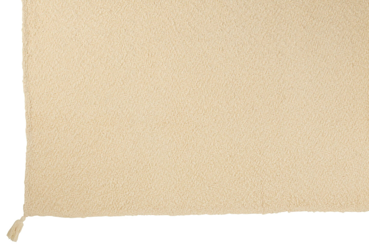 Plaid Tassels Cotton Cream