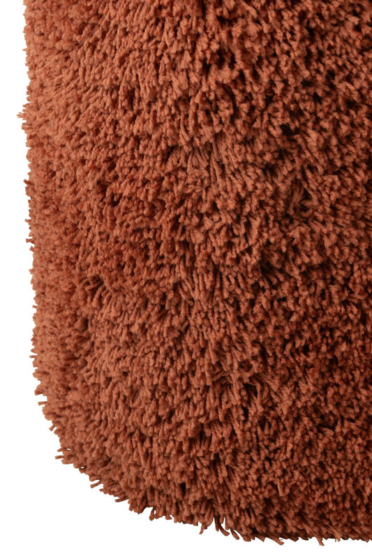 Pouf Cylinder Shaggy Polyester Brick