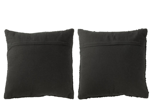 Cushion Square Loose/Tight Weaving Cotton Black Assortment Of 2