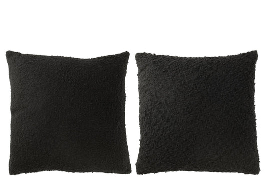 Cushion Square Loose/Tight Weaving Cotton Black Assortment Of 2