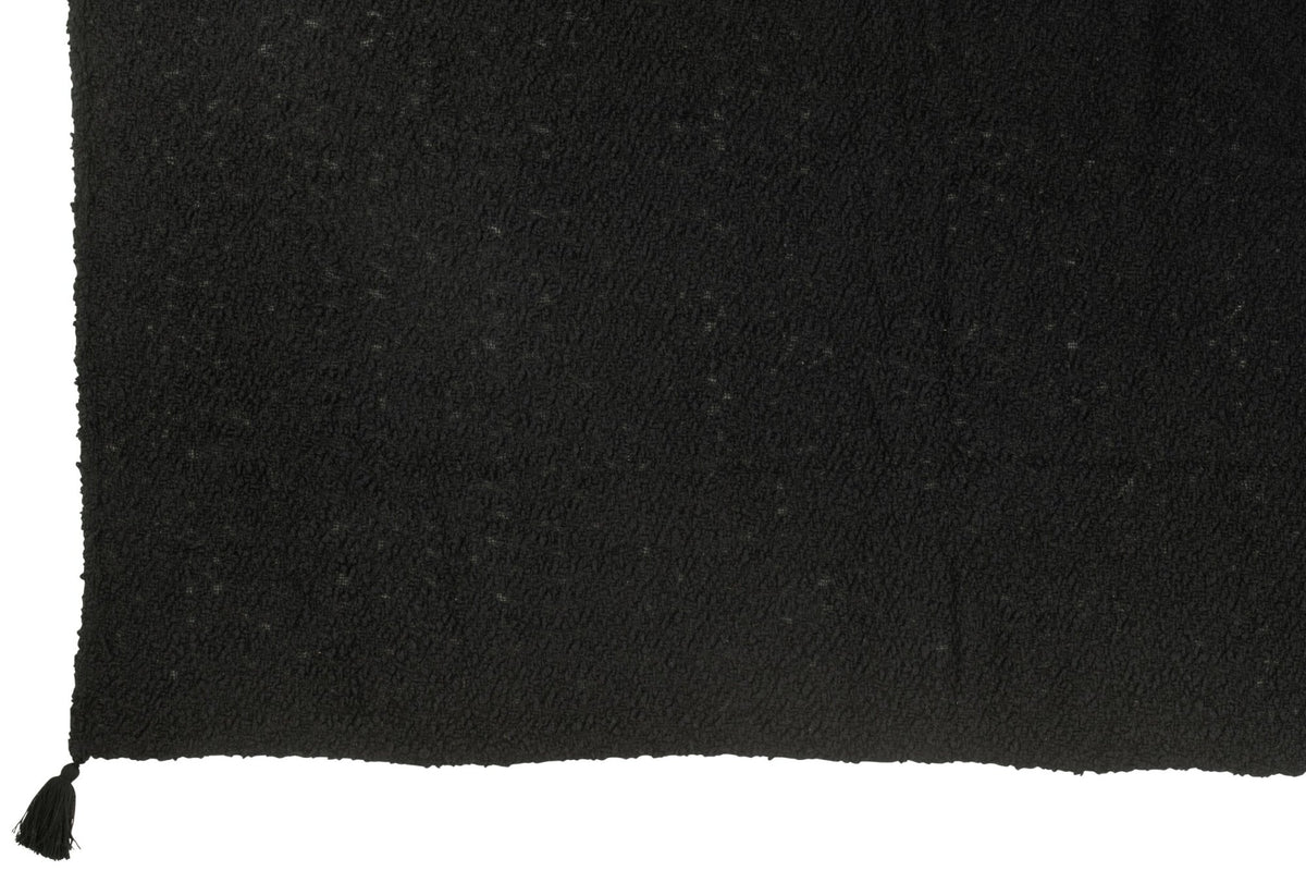 Plaid Tassels Cotton Black