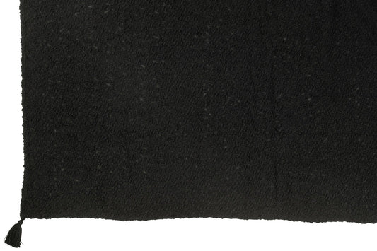 Plaid Tassels Cotton Black