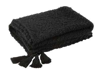 Plaid Tassels Cotton Black