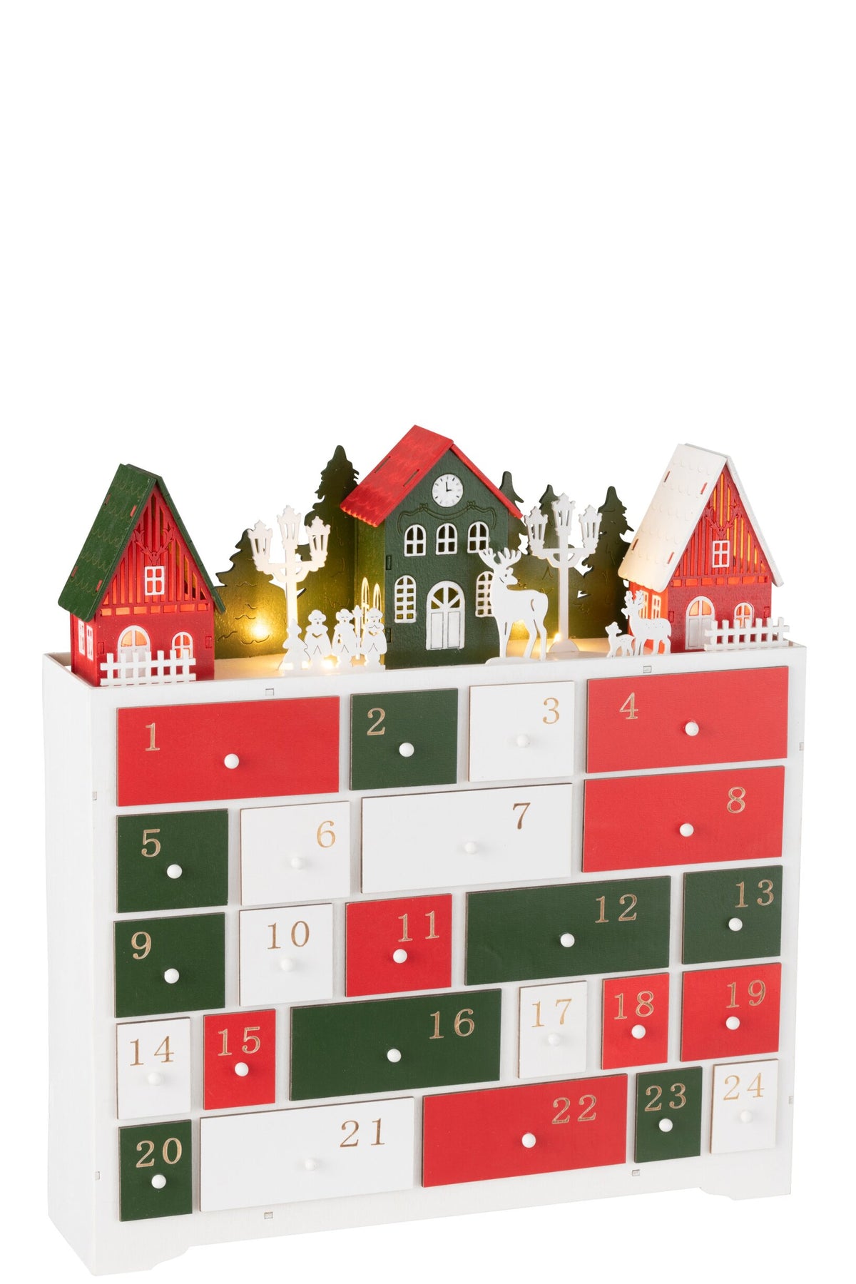 Deco Winter LED Cupboard+Houses Wood Mix