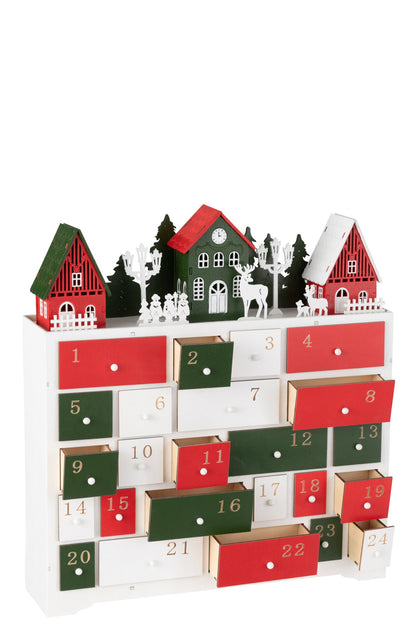 Deco Winter LED Cupboard+Houses Wood Mix