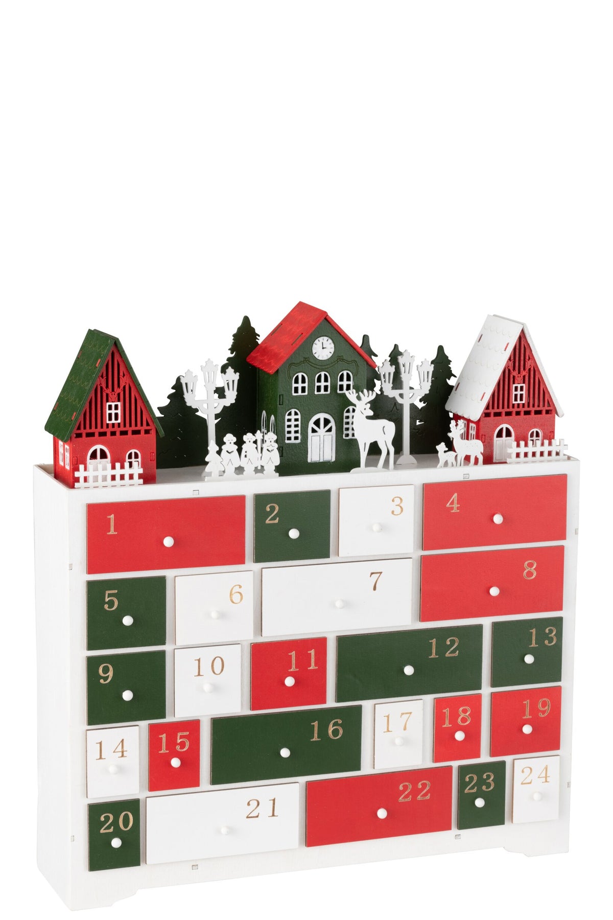 Deco Winter LED Cupboard+Houses Wood Mix