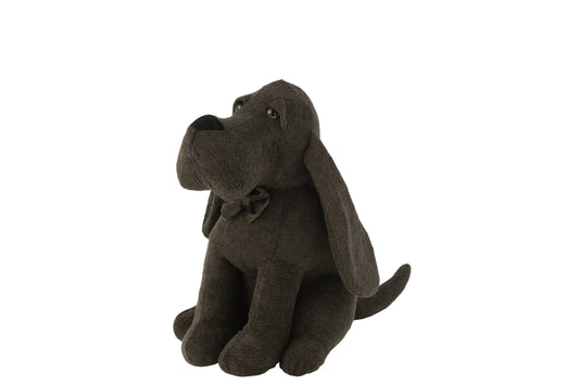 Door Stop Dog+Bow Tie Bouclé Dark Grey