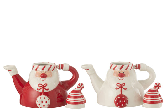 Theepot kerstman Dolomite rood/wit assortiment van 2