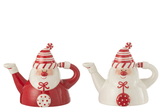 Theepot kerstman Dolomite rood/wit assortiment van 2