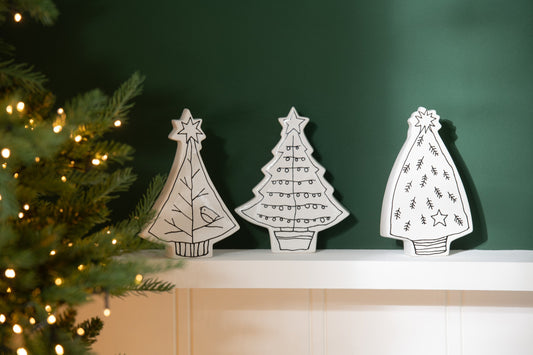 Xmas Tree Dolomite White/Black Assortment Of 3