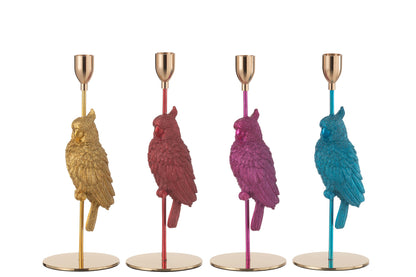 Kandelaar Vogel Resine Mix Assortiment Van 4