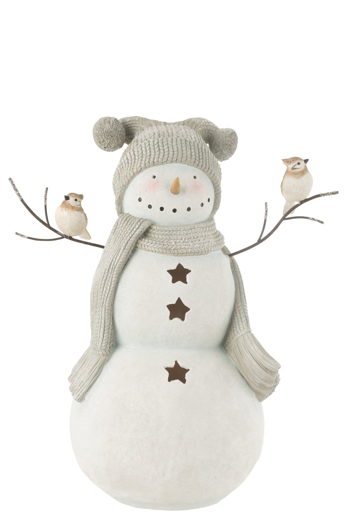 Snowman Birds Resin White/Grey Large