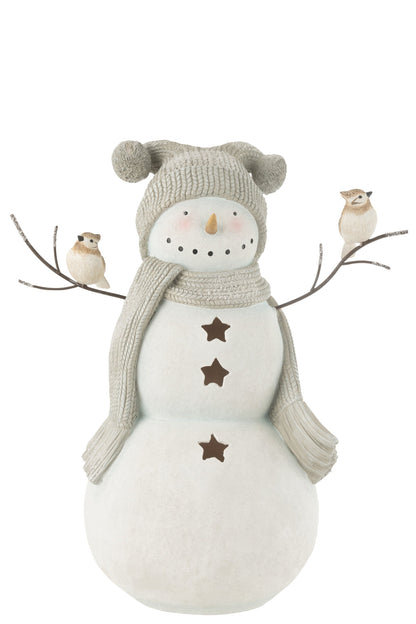 Snowman Birds Resin White/Grey Large