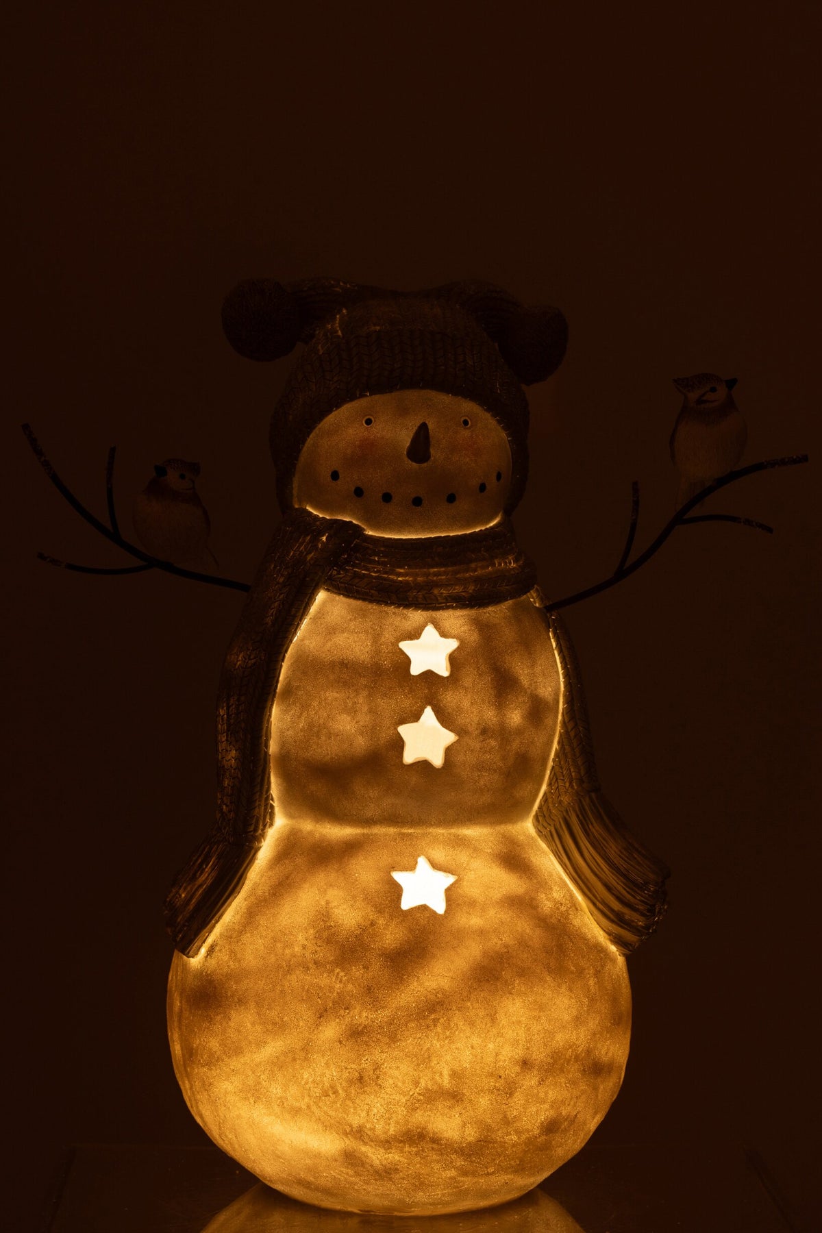 Snowman Birds Resin White/Grey Large