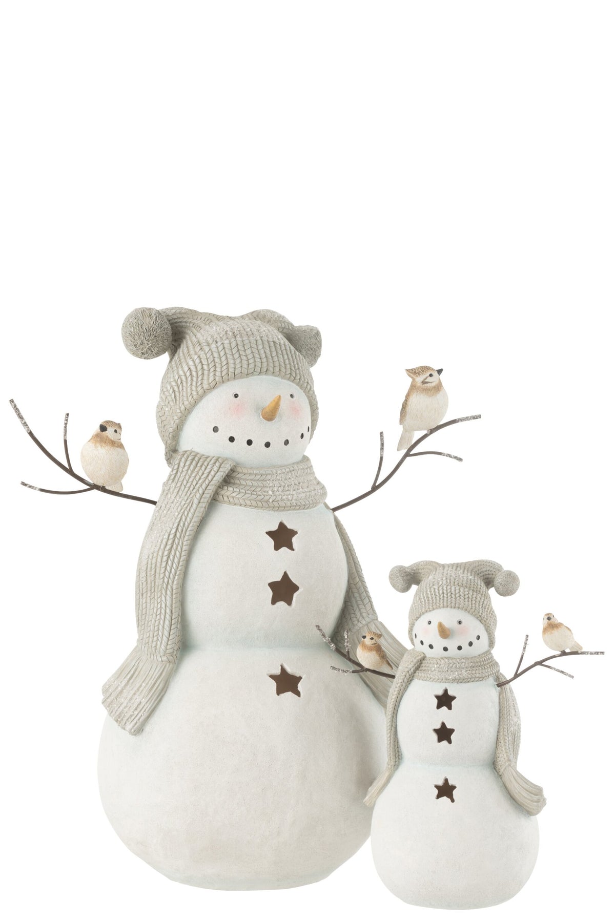 Snowman Birds Resin White/Grey Large